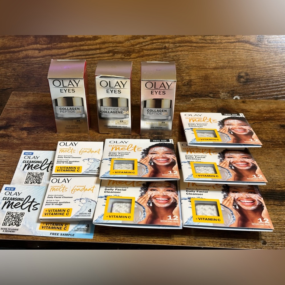 Eye Cream: Collagen Peptide E24 + 68 Cleansing Wipes with vitamin C -Oil of Olay
